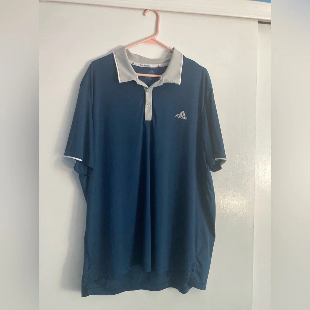 Adidas SZ XXL Navy and Beige Climalite Shirt